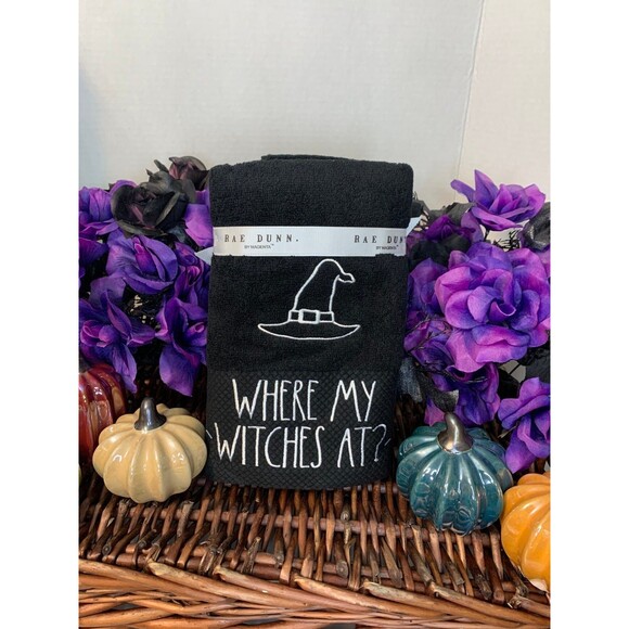 Rae Dunn "Where My Witches At?” Halloween Hand Towel Set - Picture 3 of 4